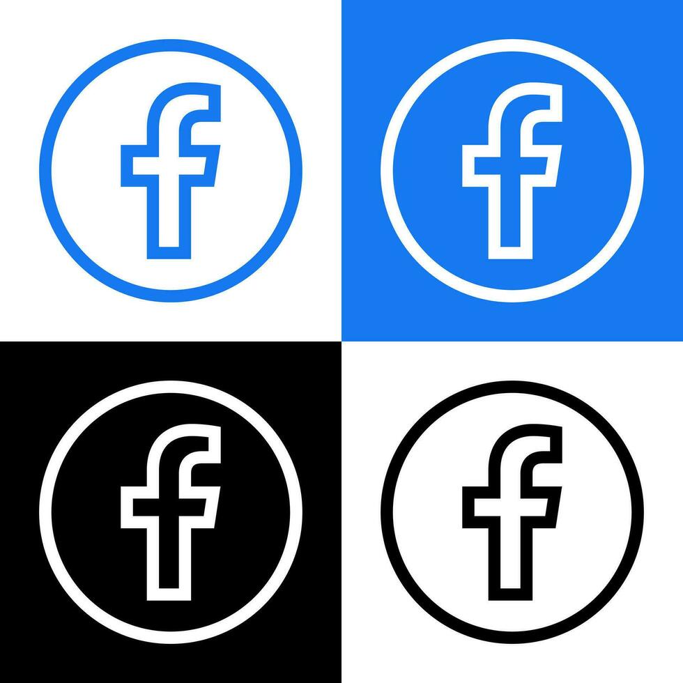 Facebook logo - vecteur ensemble collection - noir silhouette forme - original dernier bleu Couleur - isolé. F icône pour la toile page, mobile app ou imprimer.