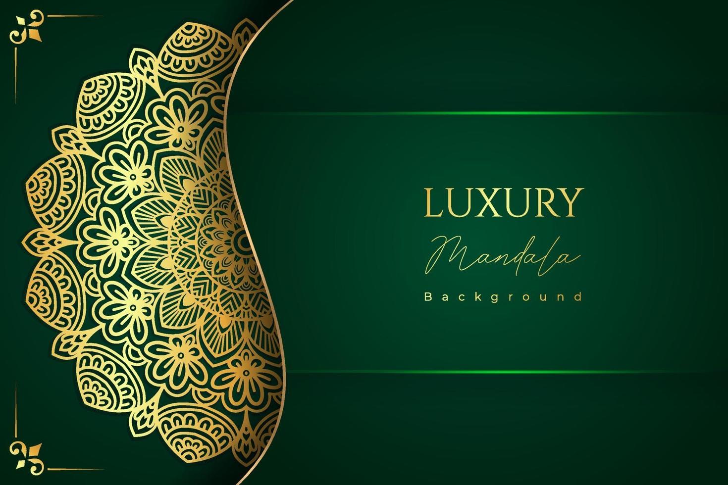 fond de conception de mandala ornemental de luxe en couleur verte vecteur