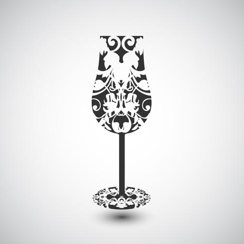 Un verre de vin avec un motif, vector