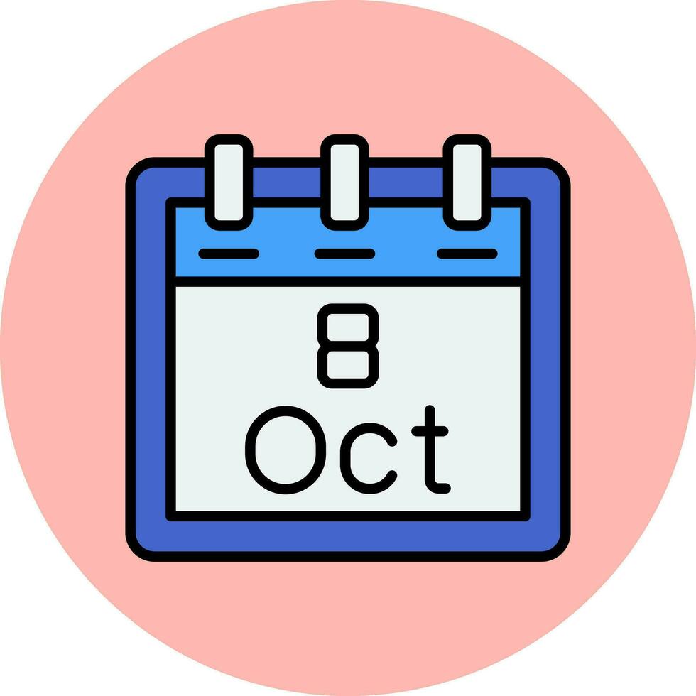 octobre 8 vecteur icône