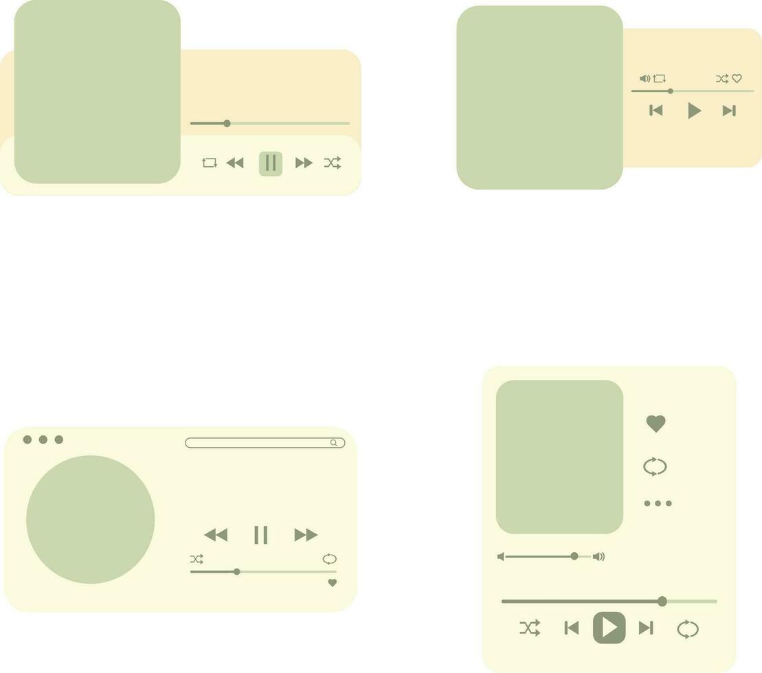 ui la musique joueur avec interface conception. isolé sur blanc Contexte. vecteur illustration ensemble.