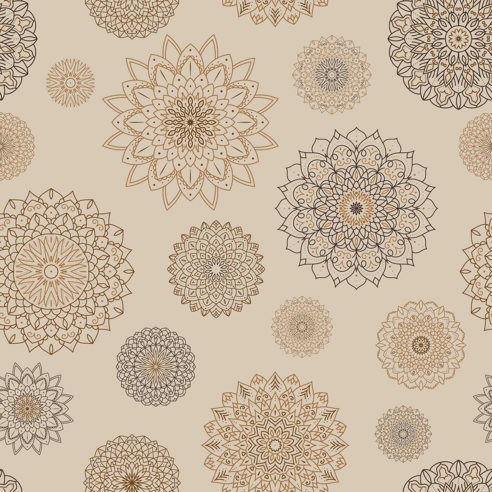 Oriental sans couture modèle avec mandalas. ethnique ornemental Contexte pour textile, tissu, emballage, céramique tuile, la toile pages. vecteur