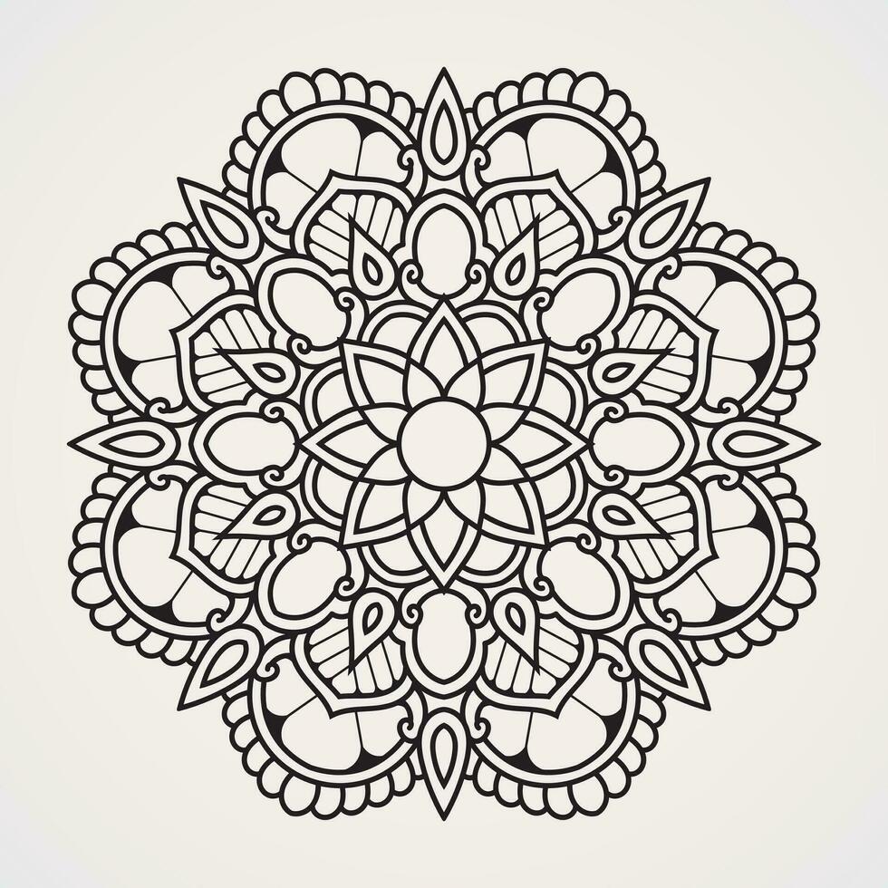 circulaire fleur mandala. adapté pour henné, tatouages, Photos, coloration livres. Islam, hindou, bouddha, Inde, Pakistan, Chinois, arabe vecteur