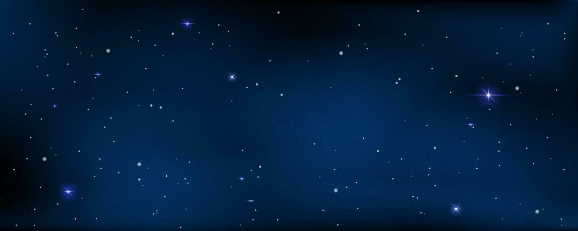 concept de la toile bannière. la magie Couleur galaxie. horizontal espace Contexte avec réaliste nébuleuse, poussière d'étoiles et brillant étoiles. infini univers et étoilé nuit ciel. vecteur