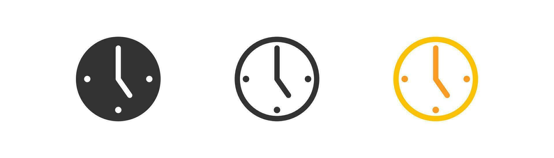 l'horloge icône. temps symbole. temps gestion, compte, date limite et retard, heure. contour, plat et coloré style icône pour la toile conception. vecteur illustration.