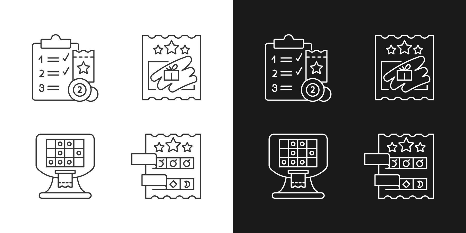 icônes linéaires de conduction de loterie définies pour le mode sombre et clair vecteur