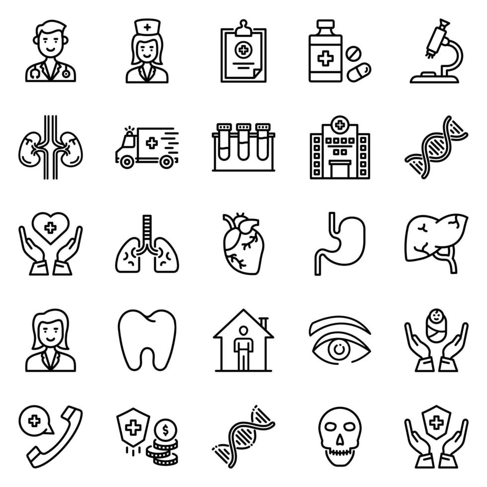 jeu d'icônes de soins de santé - illustration vectorielle. vecteur