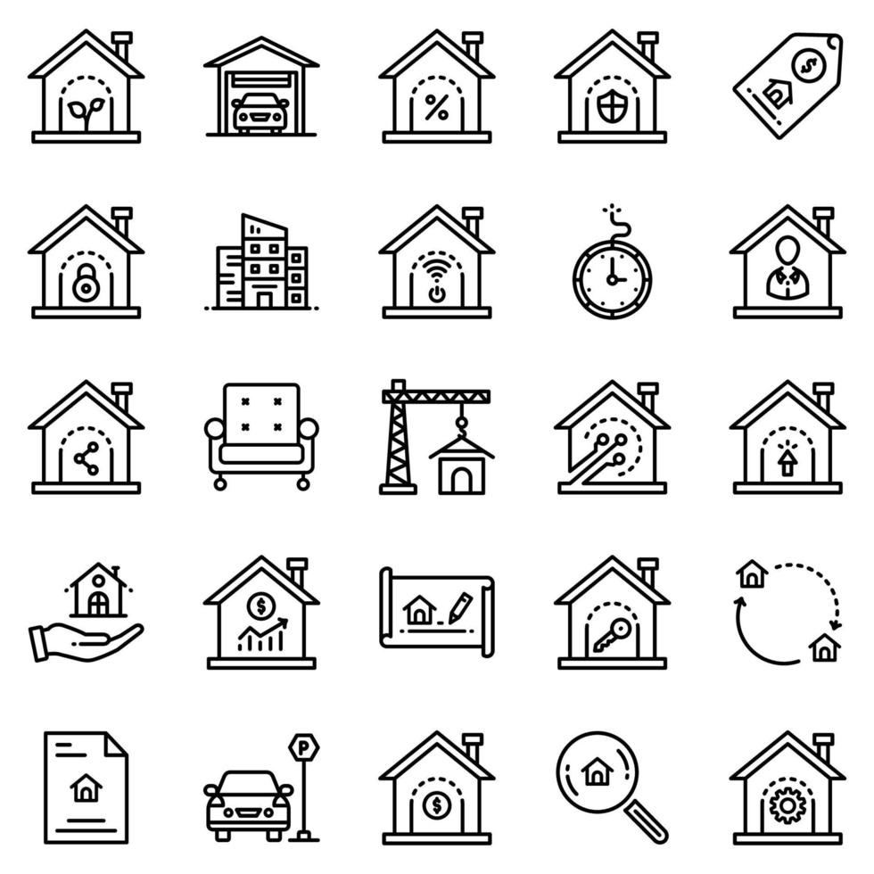 jeu d'icônes de l'immobilier - illustration vectorielle. vecteur