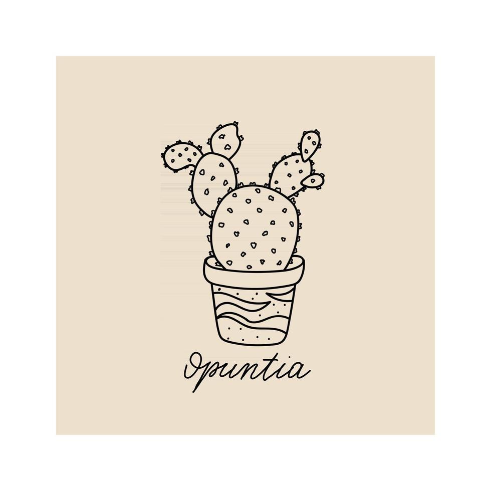 illustration dessinée à la main d'opuntia de plantes pour affiches, cartes, t-shirts. vecteur