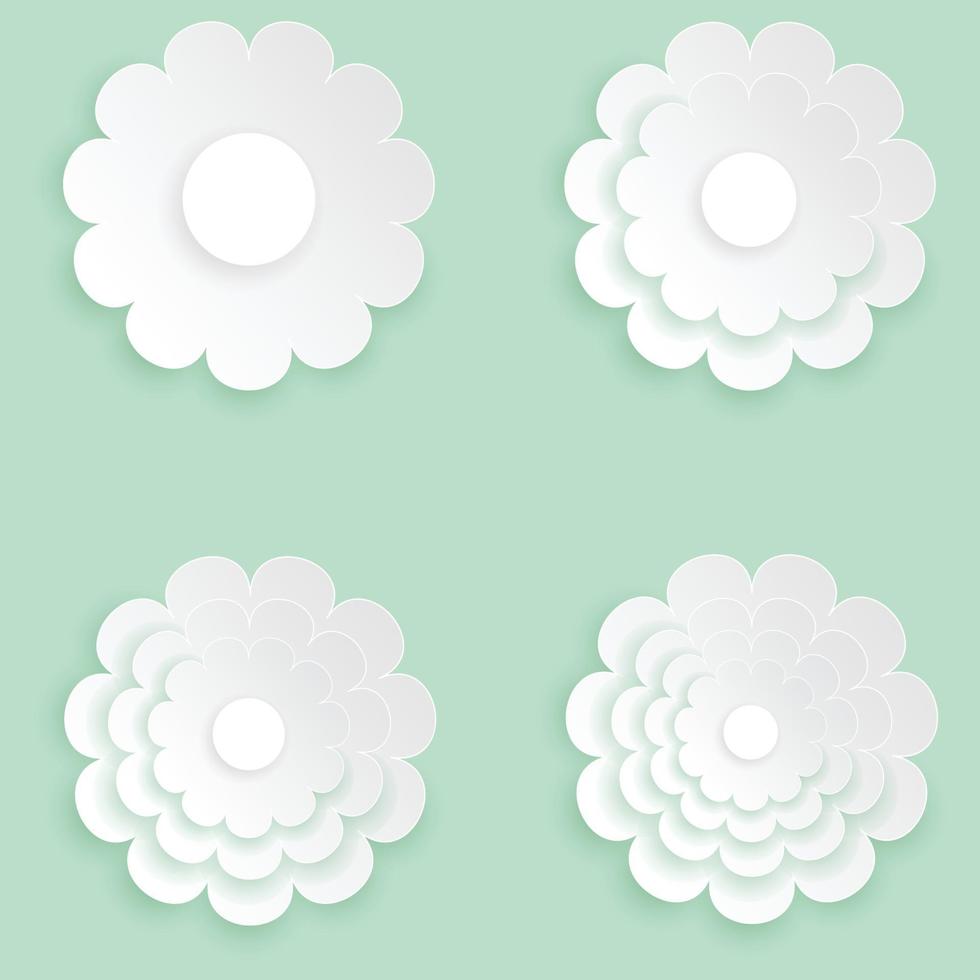 icône de fleur coupée en papier, design plat de fleur blanche. vecteur