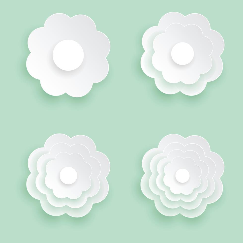 icône de fleur coupée en papier, design plat de fleur blanche. vecteur