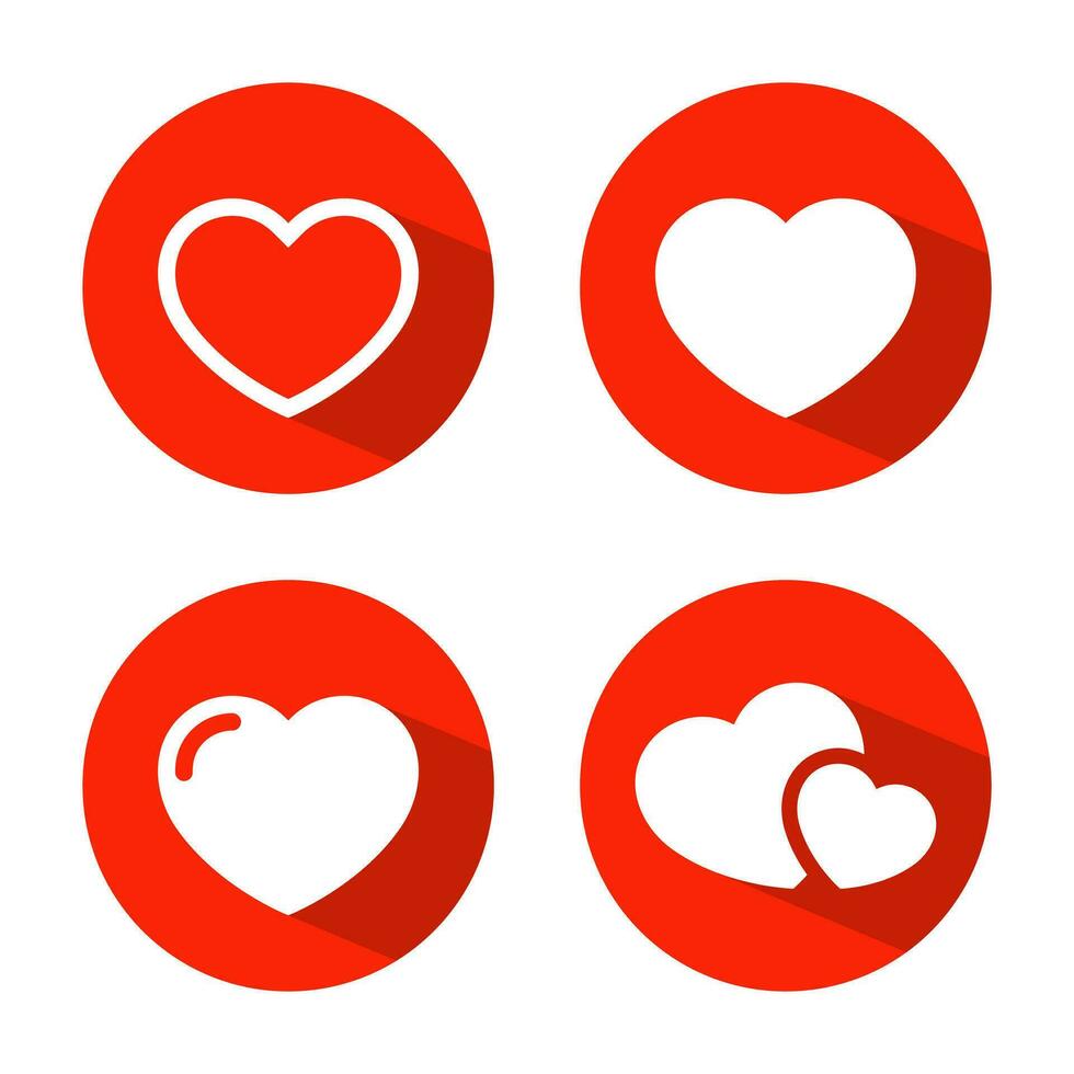 aimer, cœur icône vecteur dans rouge cercle. comme, amoureux, couple signe symbole dans plat style