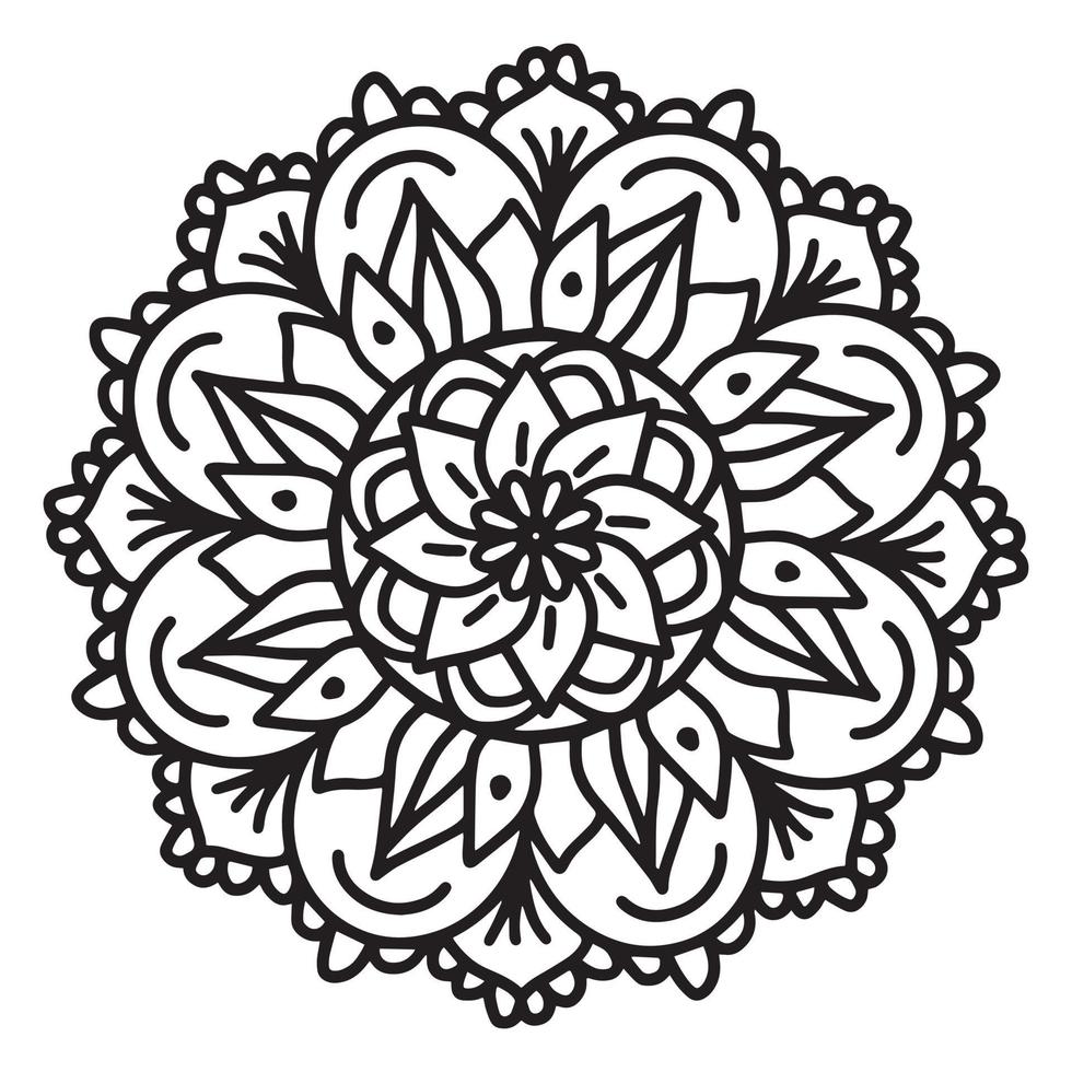 motif symétrique circulaire de mandala. contour noir ornement oriental vecteur