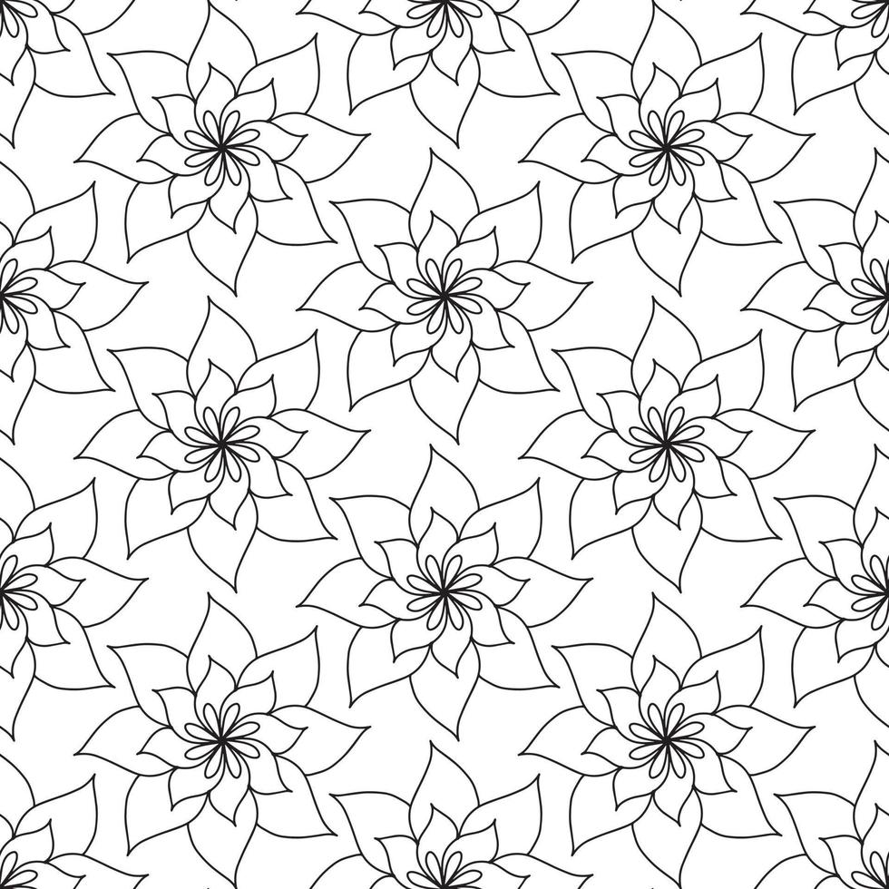 modèle sans couture minimaliste abstrait avec fleur de mandala dessinés à la main vecteur