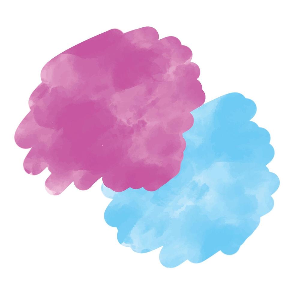 Taches de pinceau rose pourpre et bleu à la brosse vectorielle texturée à l'aquarelle. vecteur