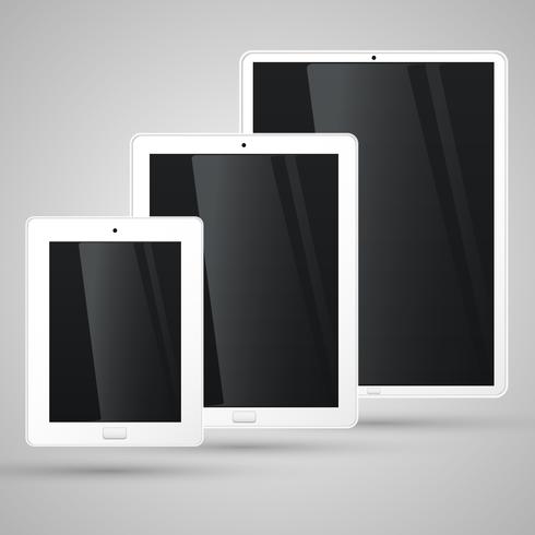 Différentes tailles d&#39;une tablette blanche, vecteur