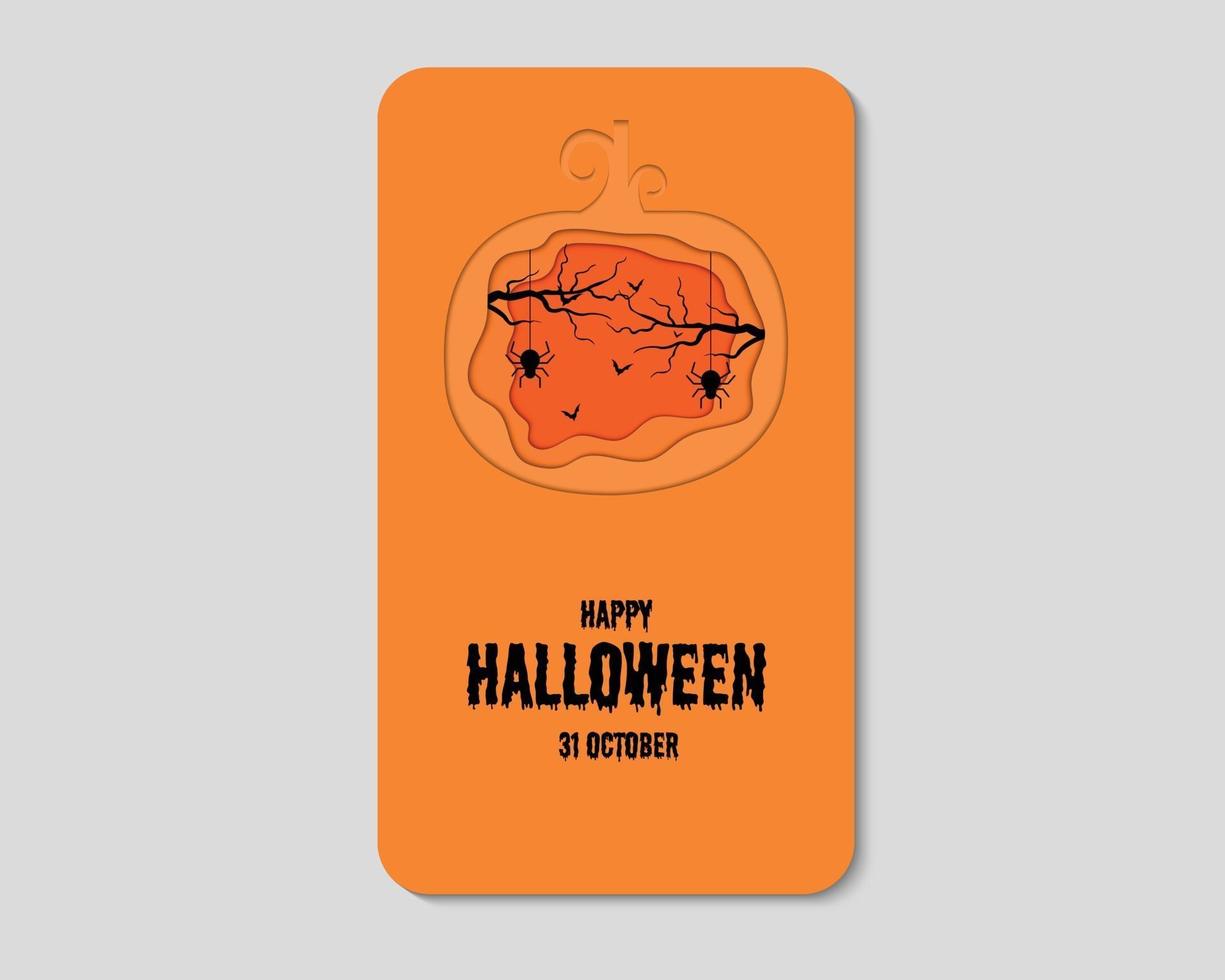 concept de téléphone papier citrouille joyeux halloween vecteur