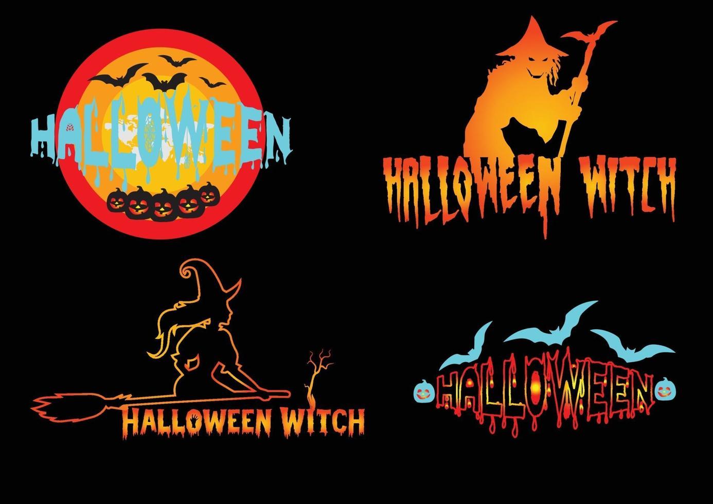 modèle de conception de logo et icône de sorcière halloween 5 vecteur