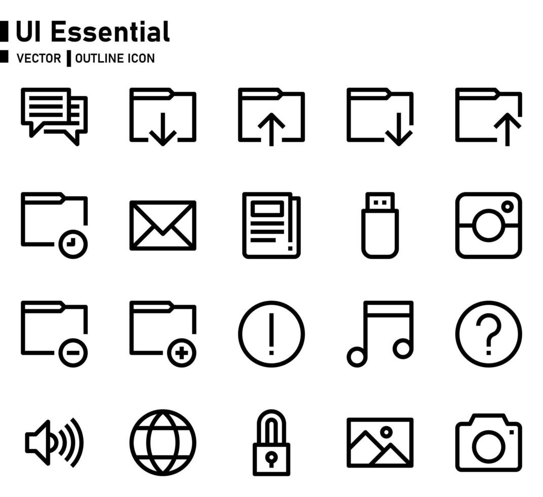 icône essentielle de l'interface utilisateur vecteur