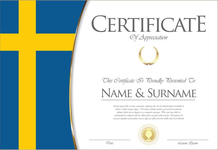 Certificat ou diplôme Dessin du drapeau suédois vecteur