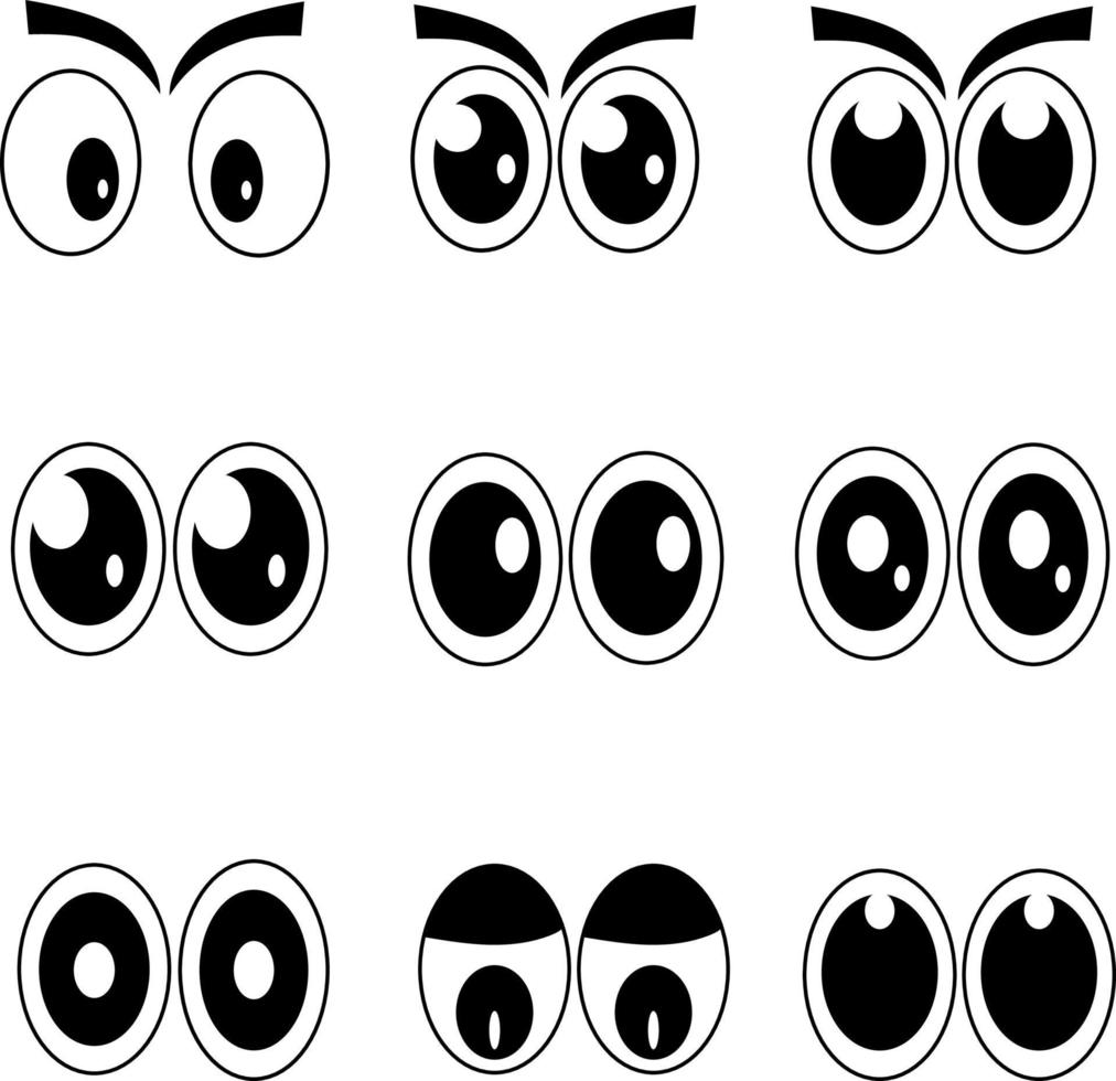 yeux fixés avec le graphique de conception d'oeil de collection de style de dessin animé de vecteur