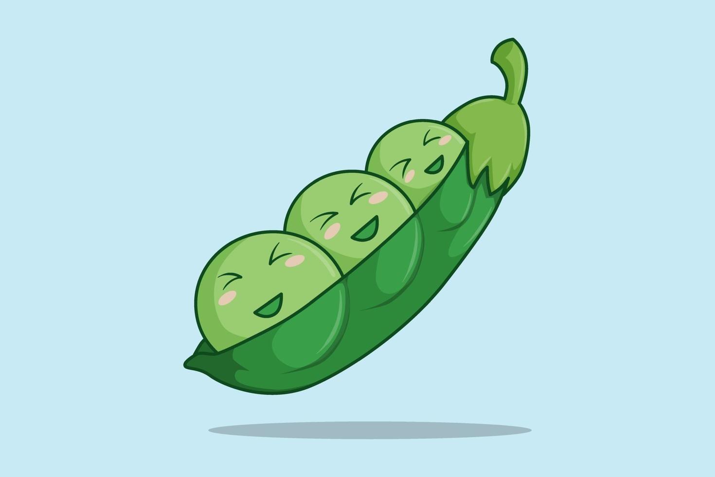 heureux haricots verts dans les légumes illustration de dessin animé de la journée mondiale vecteur