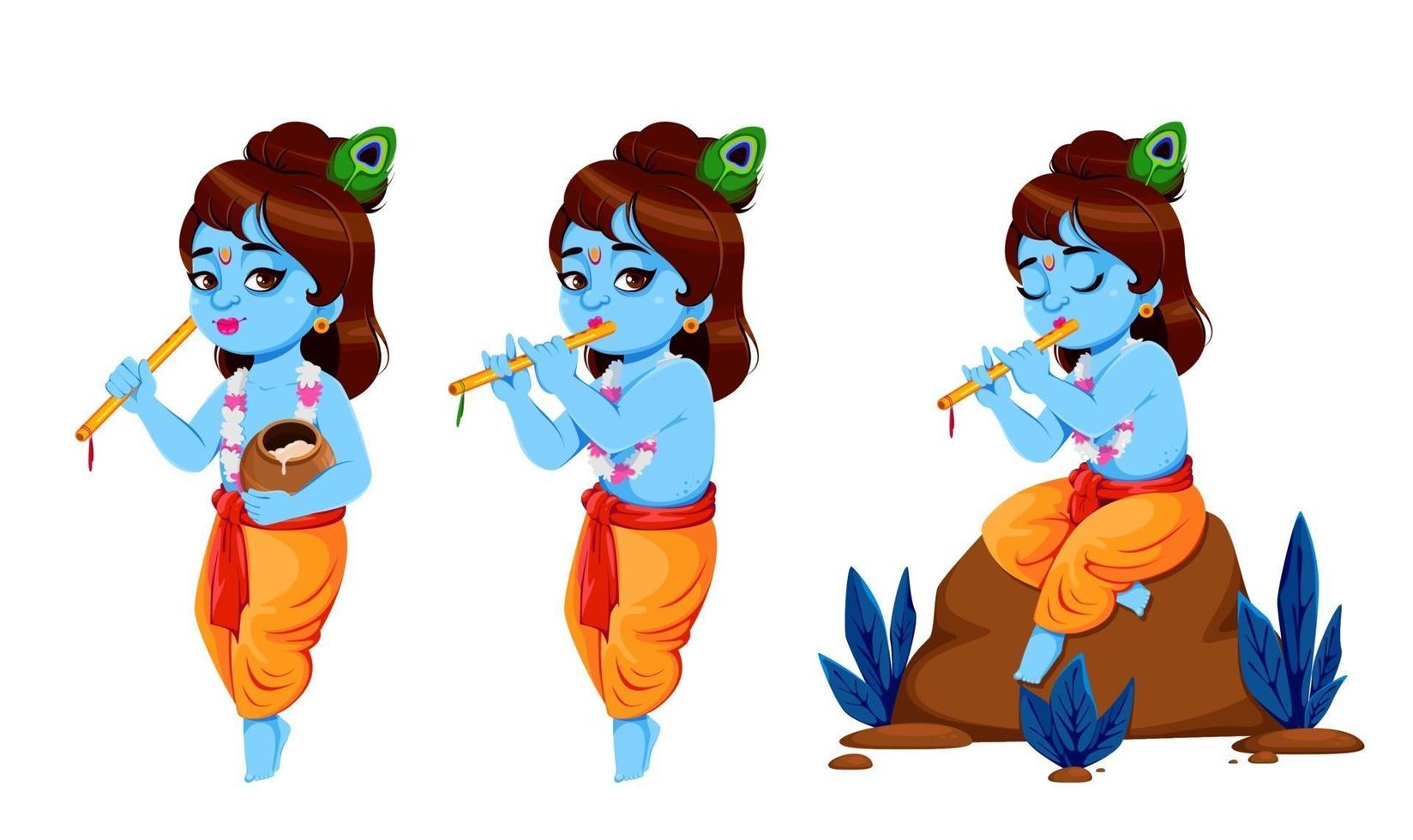 joyeux krishna janmashtami. seigneur krishna vecteur