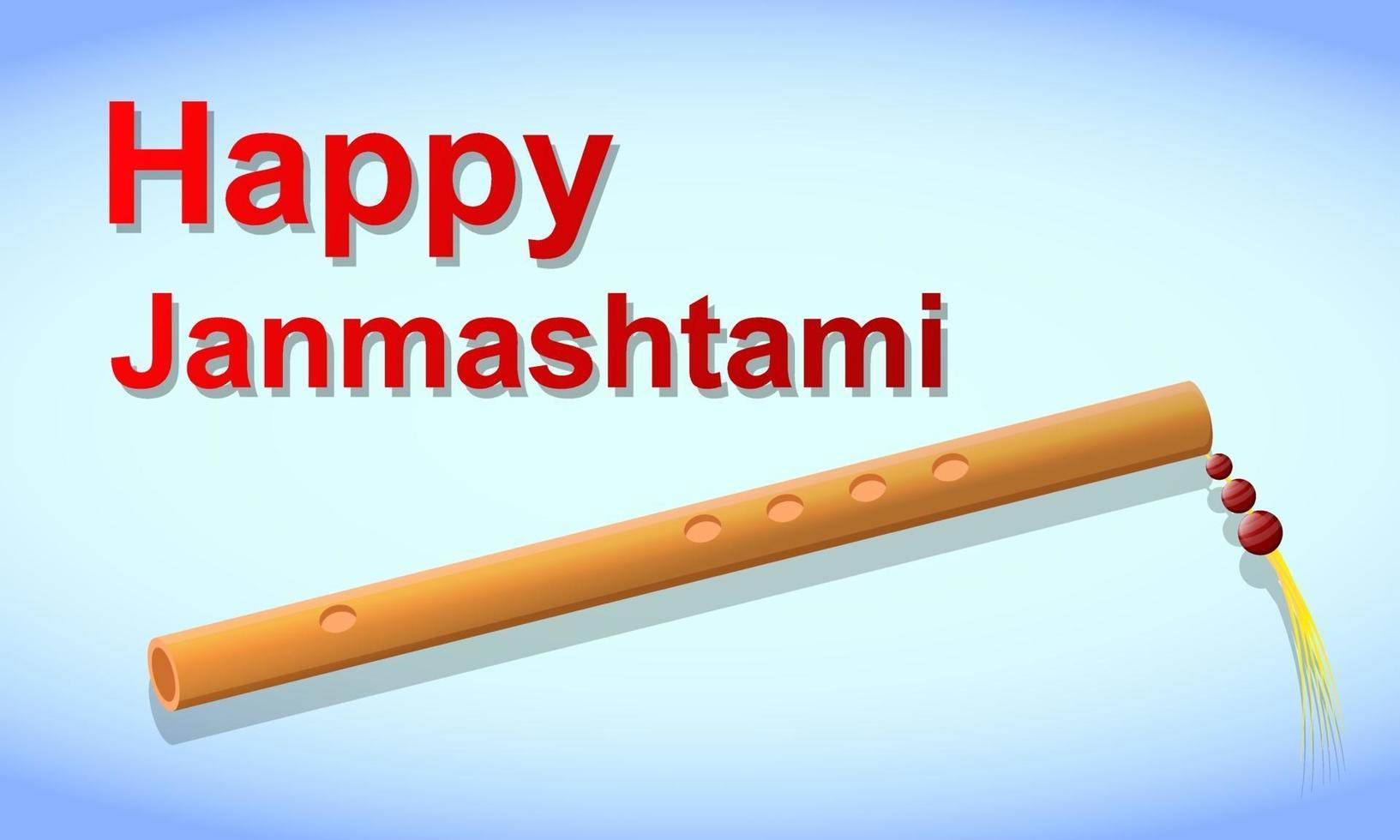 joyeux janmashtami. fête indienne traditionnelle. flûte vecteur