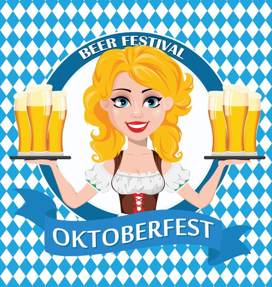 oktoberfest, fête de la bière. fille rousse sexy vecteur