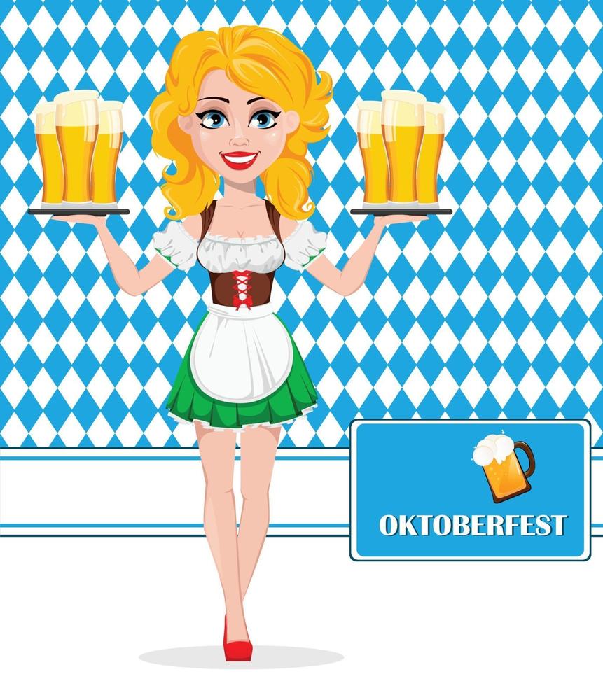 oktoberfest, fête de la bière. fille rousse sexy vecteur