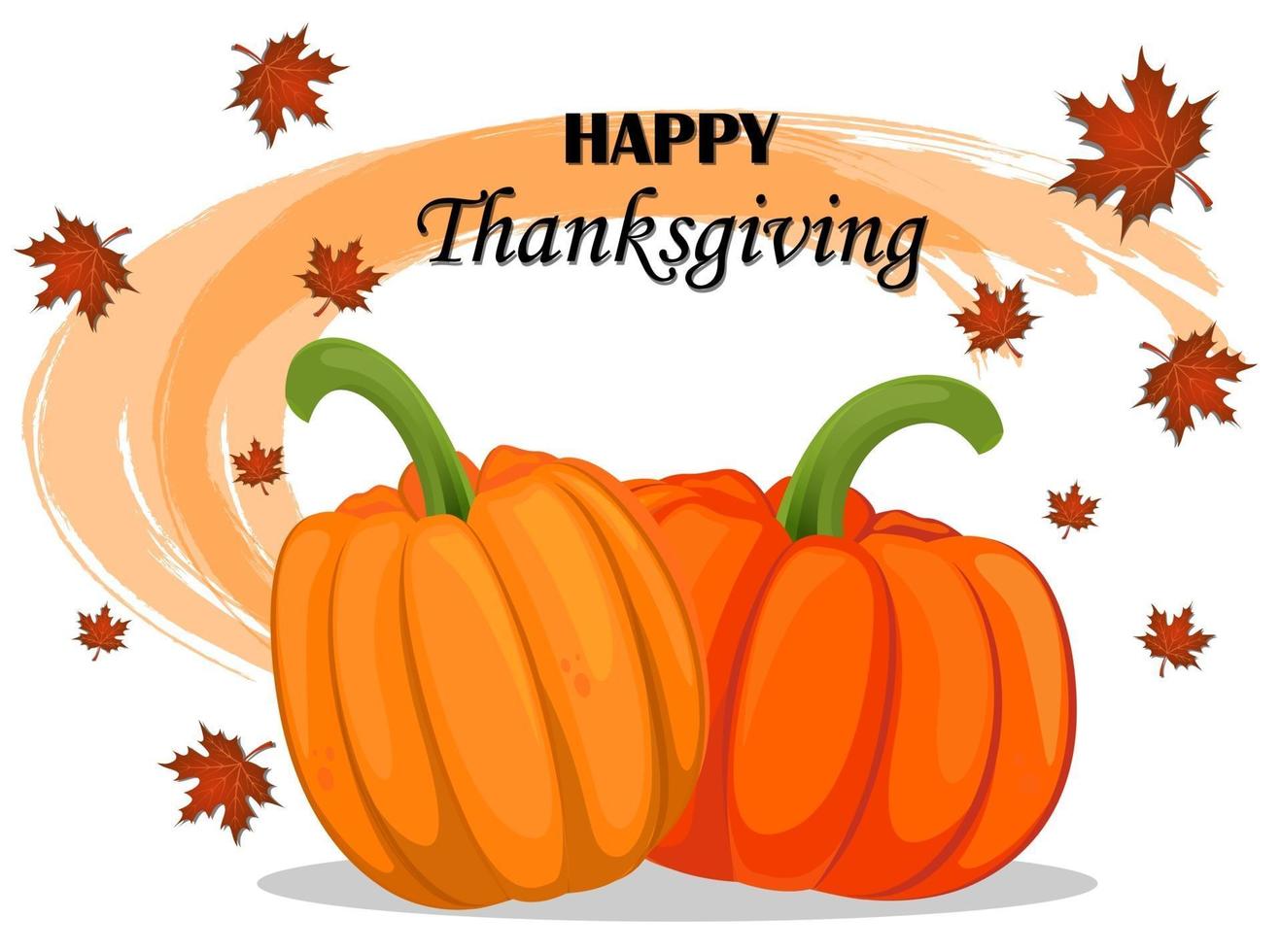 joyeux jour de Thanksgiving carte de voeux avec des citrouilles et des feuilles d'érable. vecteur