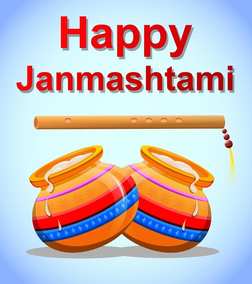 joyeuses fêtes indiennes krishna janmashtami vecteur