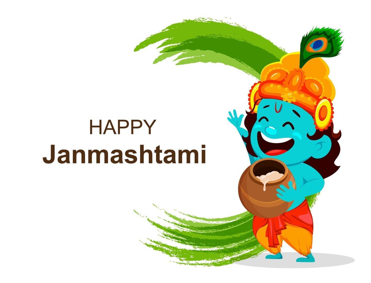 joyeux krishna janmashtami. petit seigneur krishna vecteur