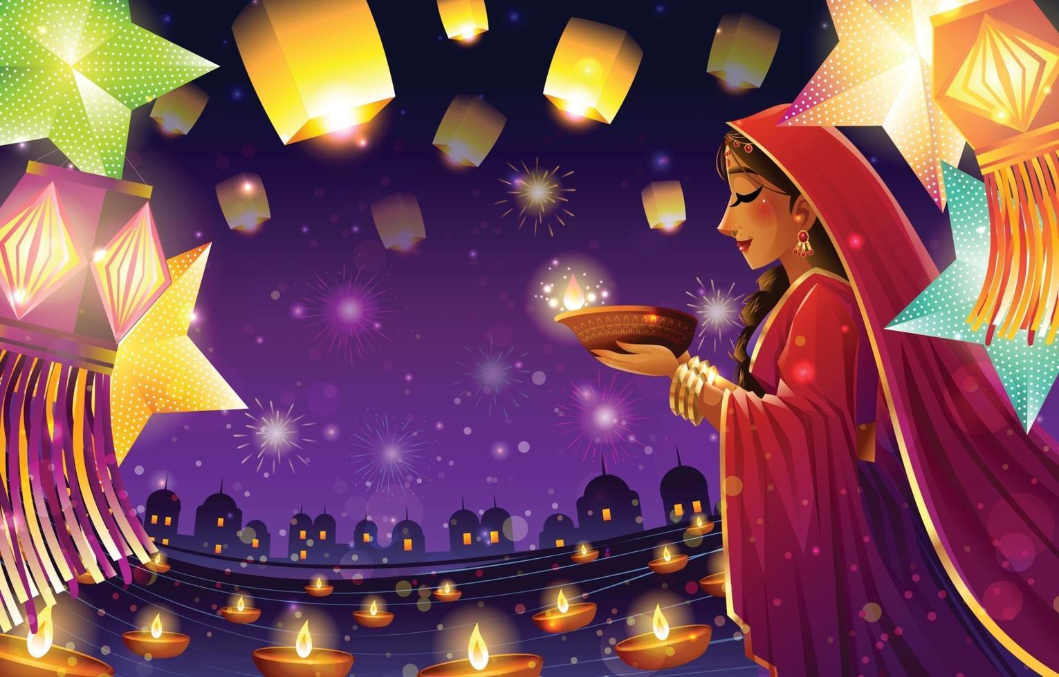 concept de fond festival des lumières de diwali vecteur