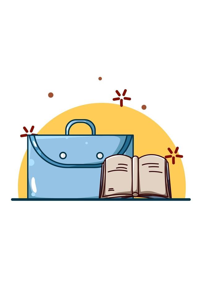 icône petite valise et dessin animé livre vecteur