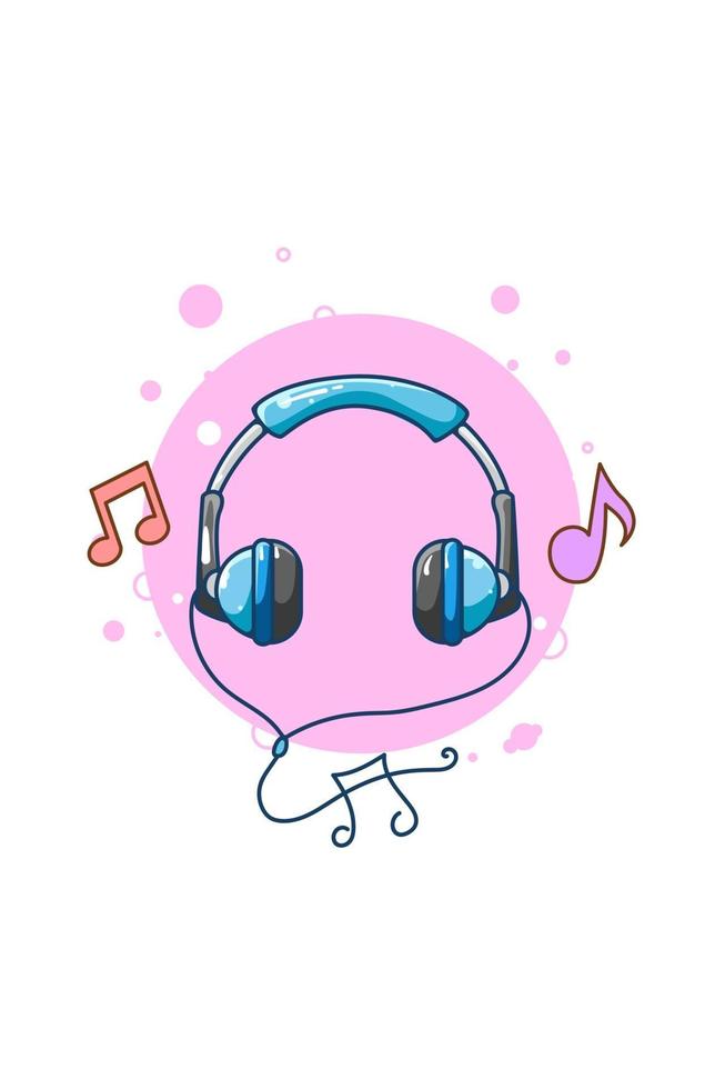 casque pour illustration de dessin animé icône musique vecteur