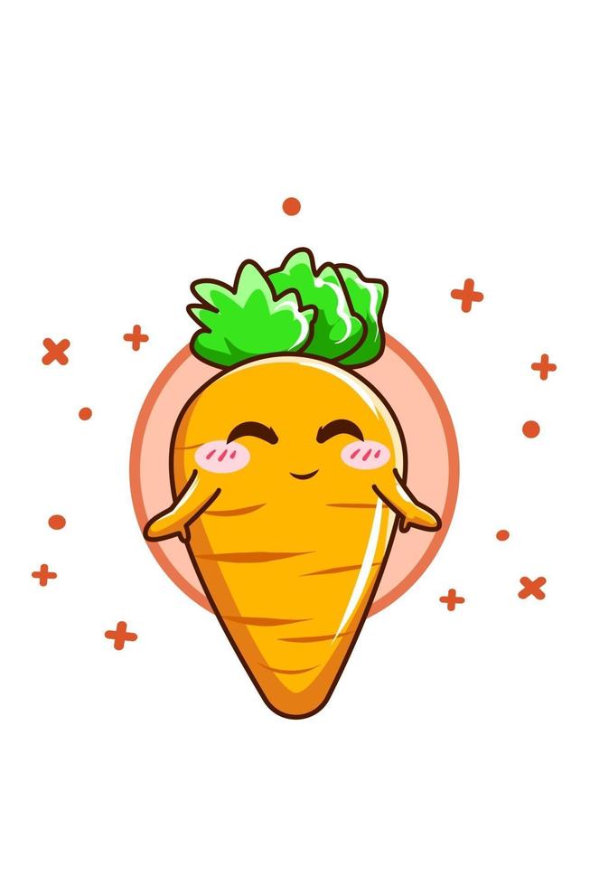 illustration de dessin animé mignon et drôle de carotte vecteur