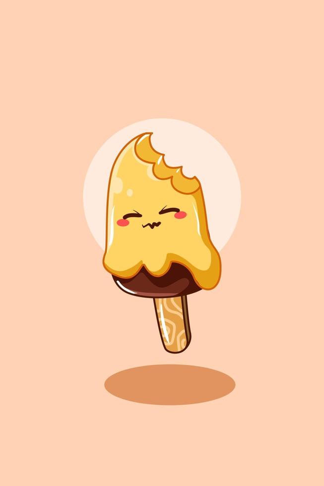 illustration de dessin animé de crème glacée à la banane douce et mignonne vecteur