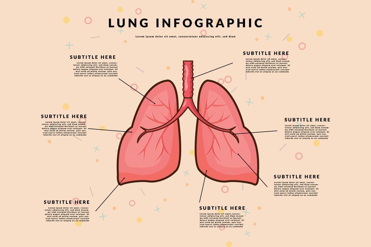 concept de modèle de vecteur d'infographie d'organe pulmonaire avec une mise en page simple