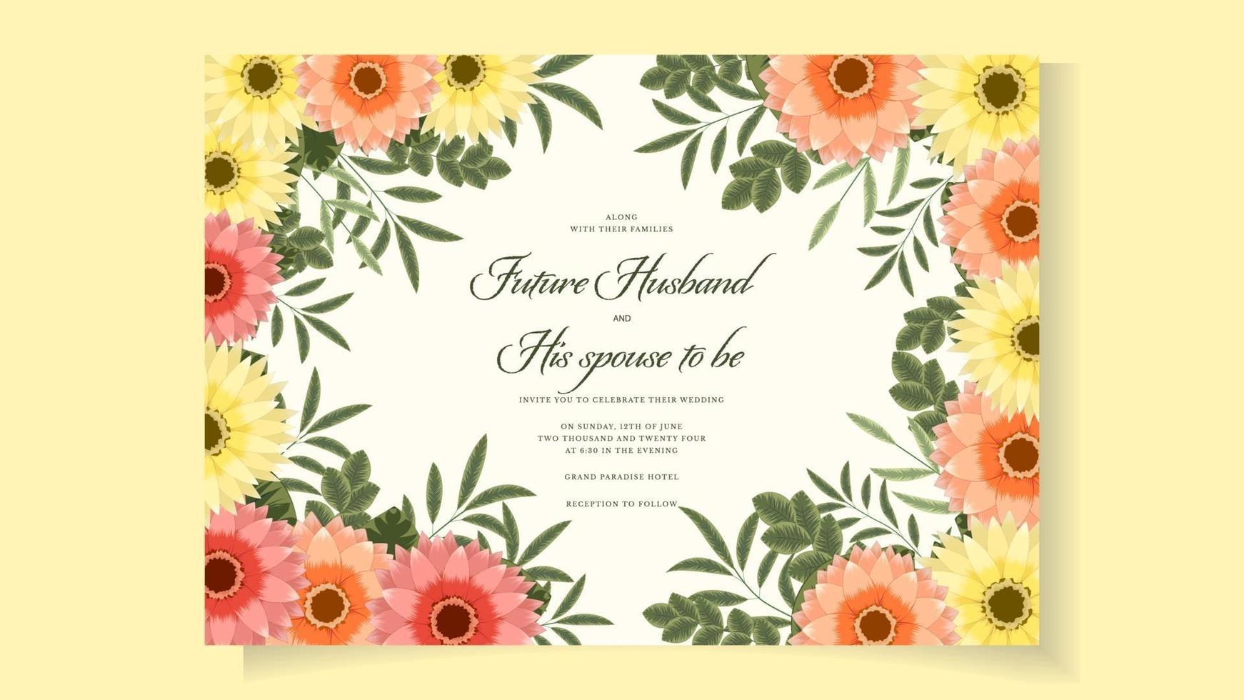 invitation de mariage botanique fleurs sauvages printemps luxe ornement floral vecteur