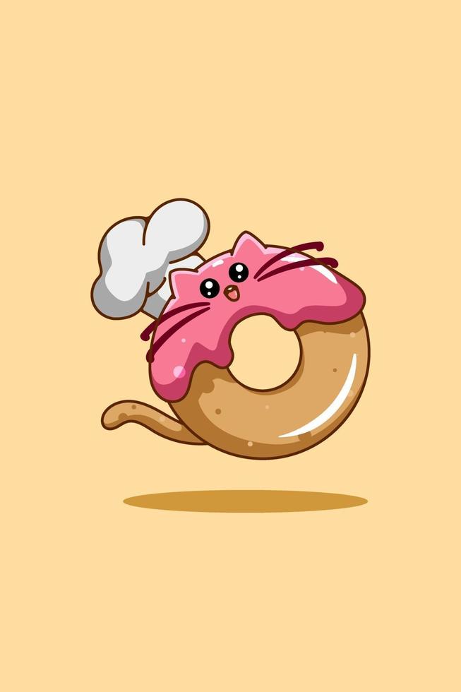 illustration de dessin animé mignon chef de beignet vecteur