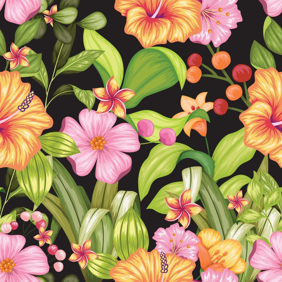 fabuleuse conception d'impression textile sans couture florale colorée vecteur