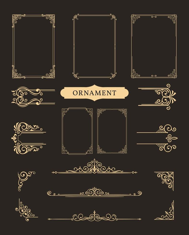 cadre d'ornement classique, illustration de bordure vintage vecteur