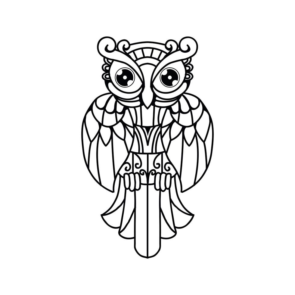 conception de contour de hibou noir et blanc vecteur