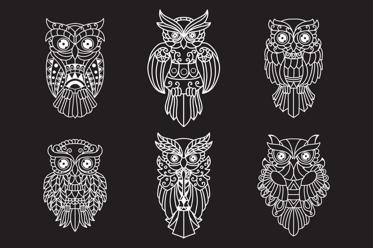 conception de contour de hibou noir et blanc vecteur