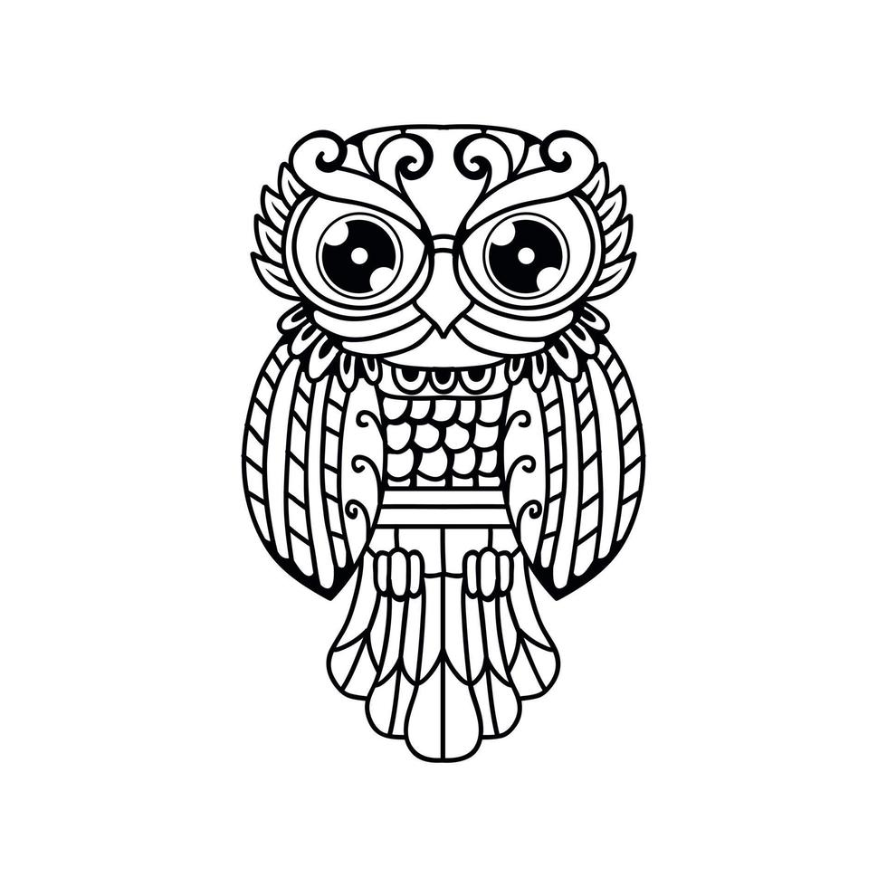 conception de contour de hibou noir et blanc vecteur