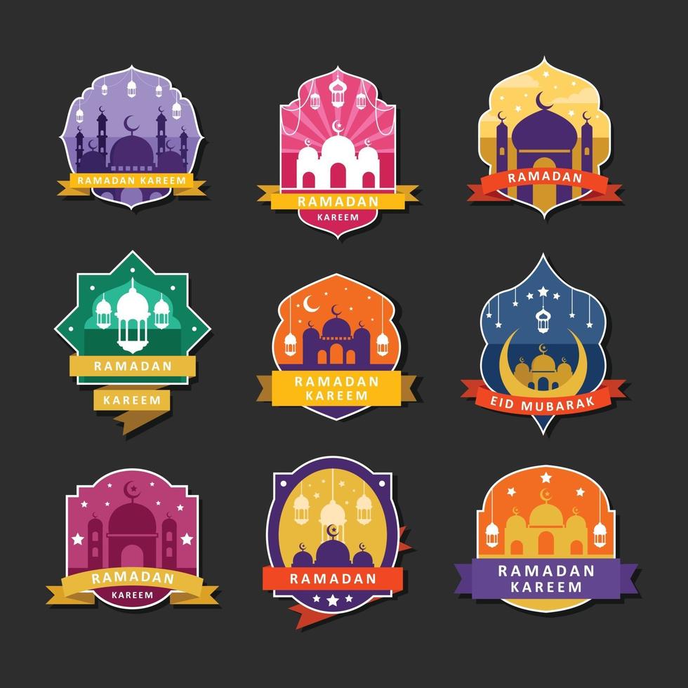 ensemble de badges ramadhan kareem et création de logo vecteur