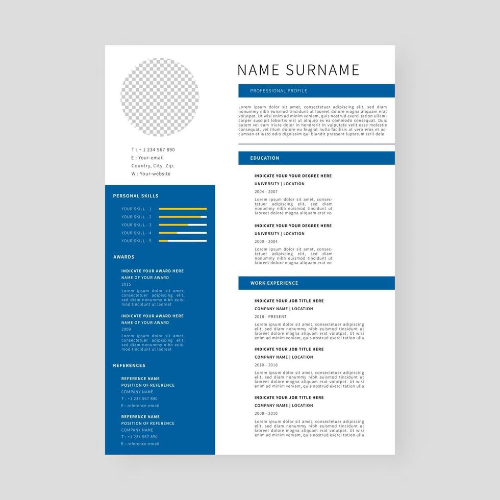 modèle de curriculum vitae. conception de modèle de CV professionnel. vecteur