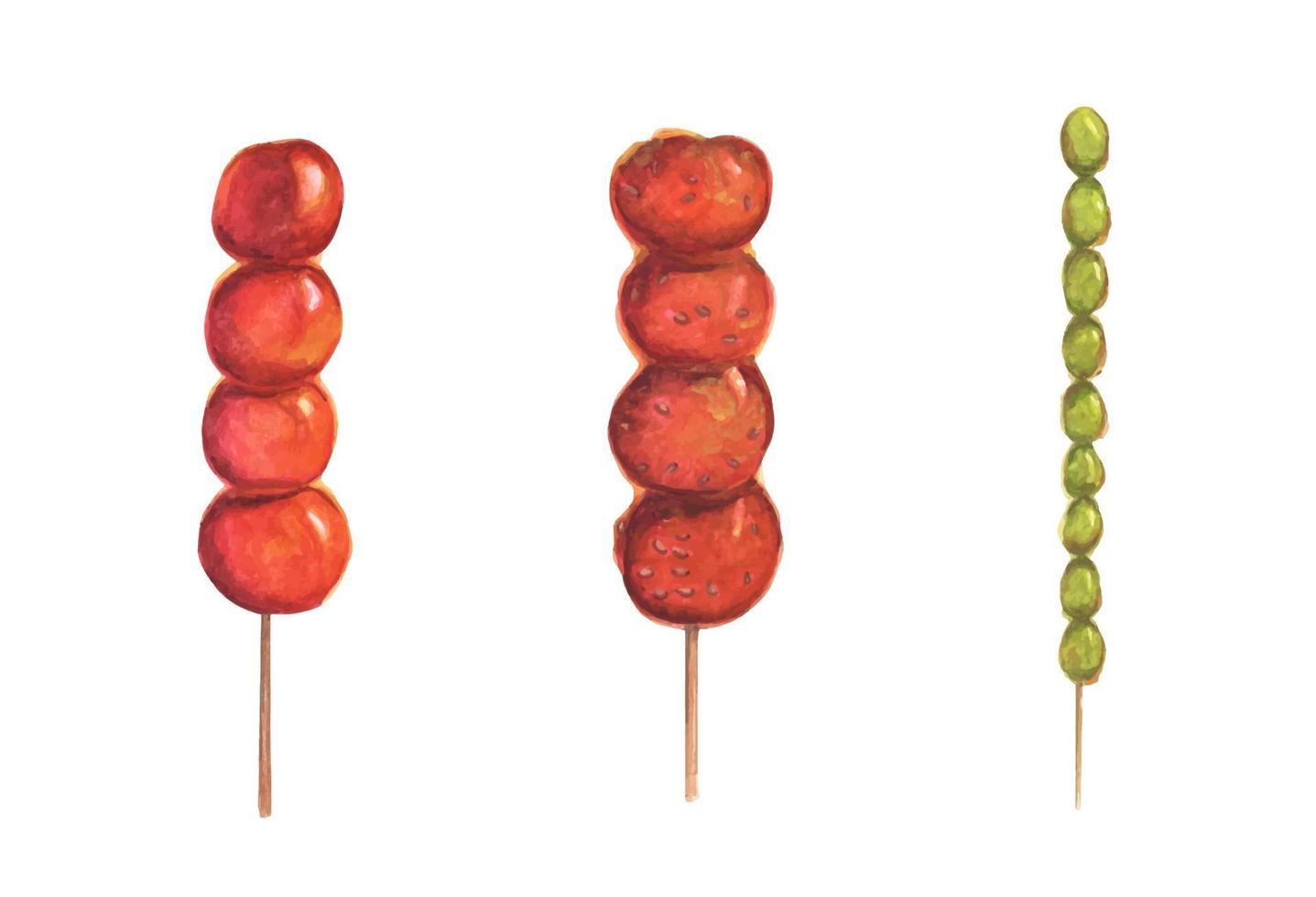 collation traditionnelle chinoise de bonbons aux fruits. illustration à l'aquarelle. vecteur