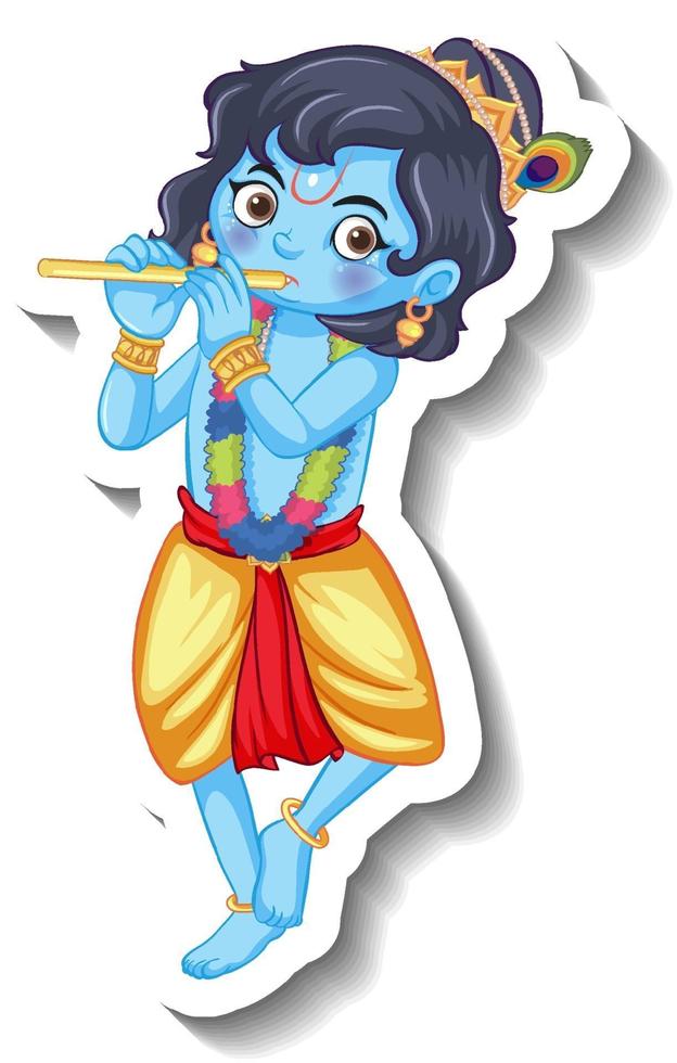 autocollant de personnage de dessin animé lord krishna kid vecteur